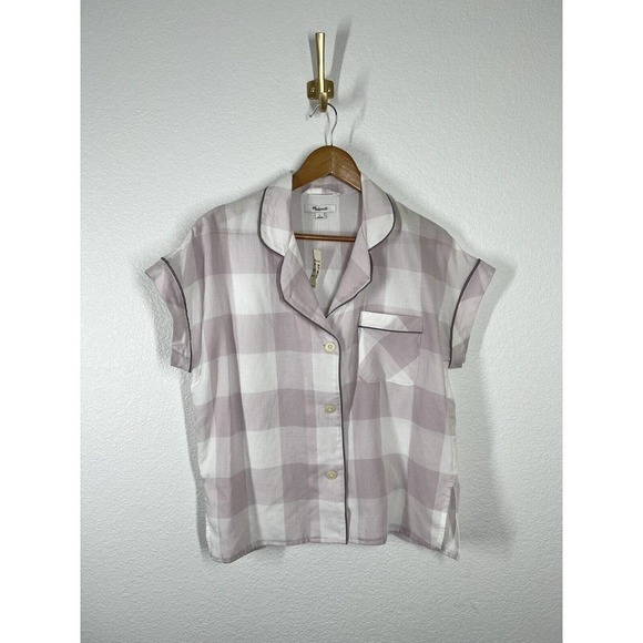 Madewell Bedtime Pajama Top Small S Lilac Plaid - Picture 1 of 5